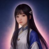 邪恶少女漫画导航站主编林夜笙的工作照，戴着细框眼镜、神情专注地在电脑前审核漫画词条，背景是书架和多本少女漫画单行本，氛围认真而专业